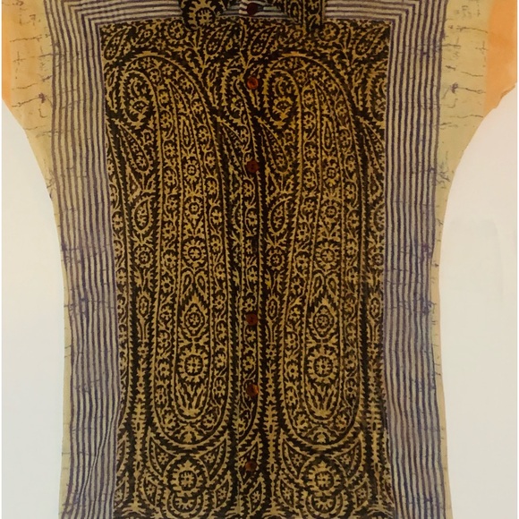 JEAN PAUL GAULTIER Le Maille Vintage Sheer Skinny Tribal Tattoo Silk Print S - Picture 4 of 8